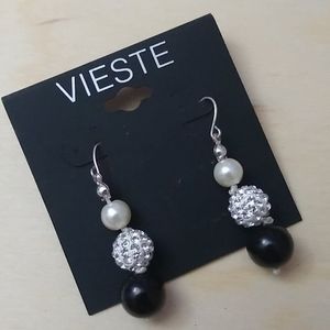 3/$18 NWT VIESTE Earrings Rhinestone Bead Silver